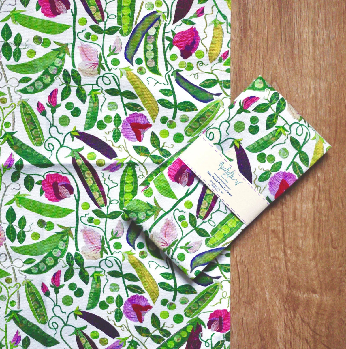 Rachelle W Designs | Peas Pods and Petals tea towel